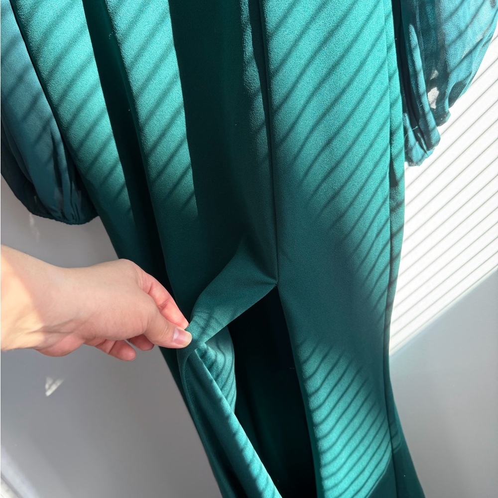 Lulu's Teal Green Backless Maxi Dress with Puff Sleeves - Picture 2 of 5